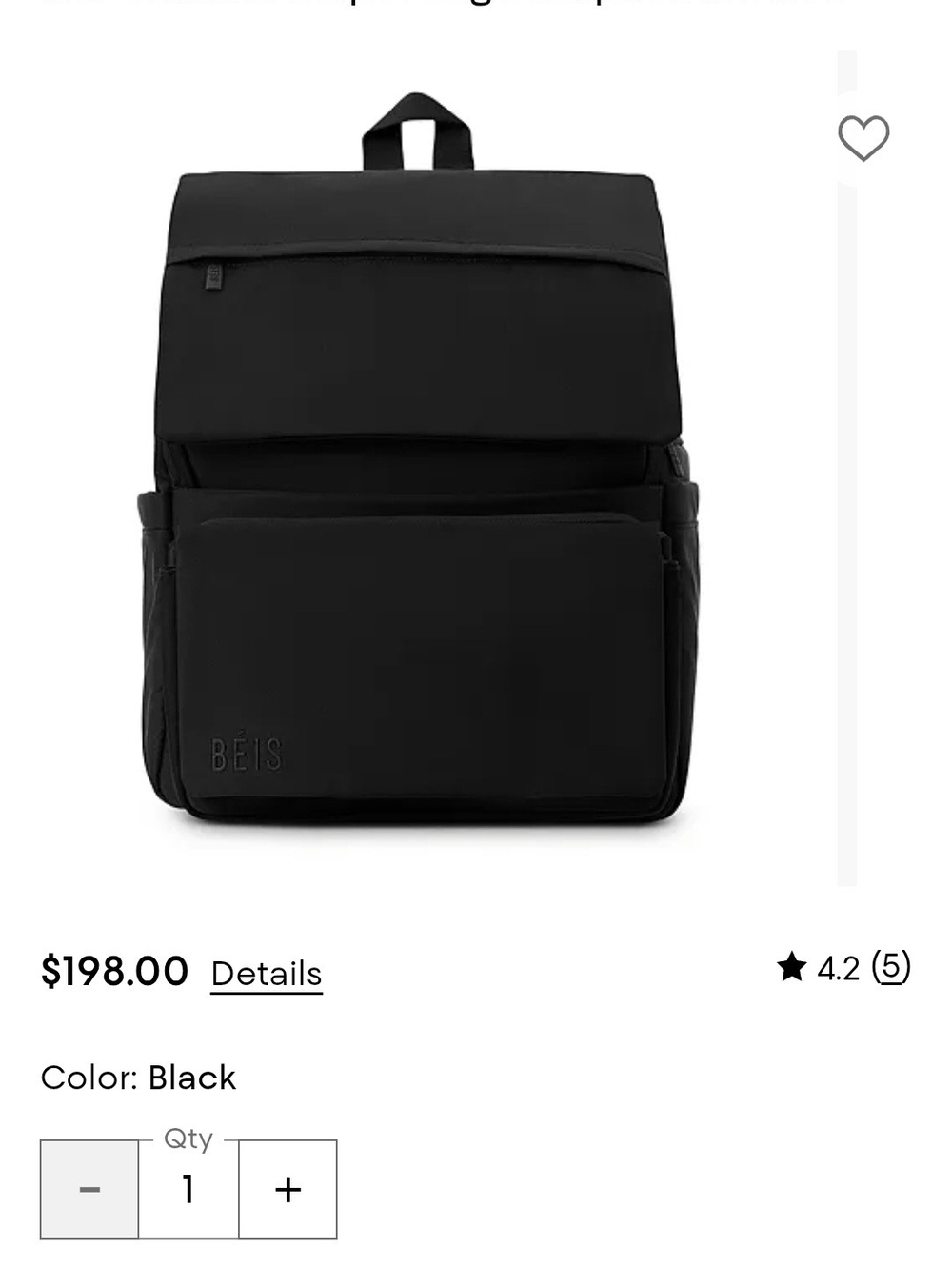 BEIS Black Diaper Backpack